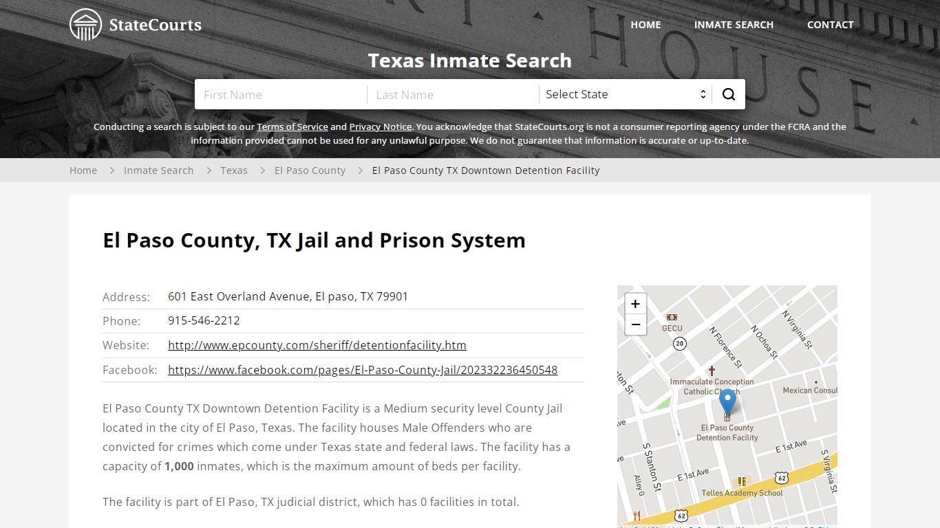 El Paso County TX Downtown Detention Facility Inmate ...